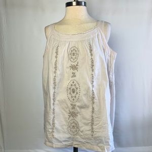 Sleeveless, embroidered blouse boho top - small
